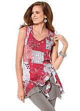 Contrast Hem Printed Tunic Top
